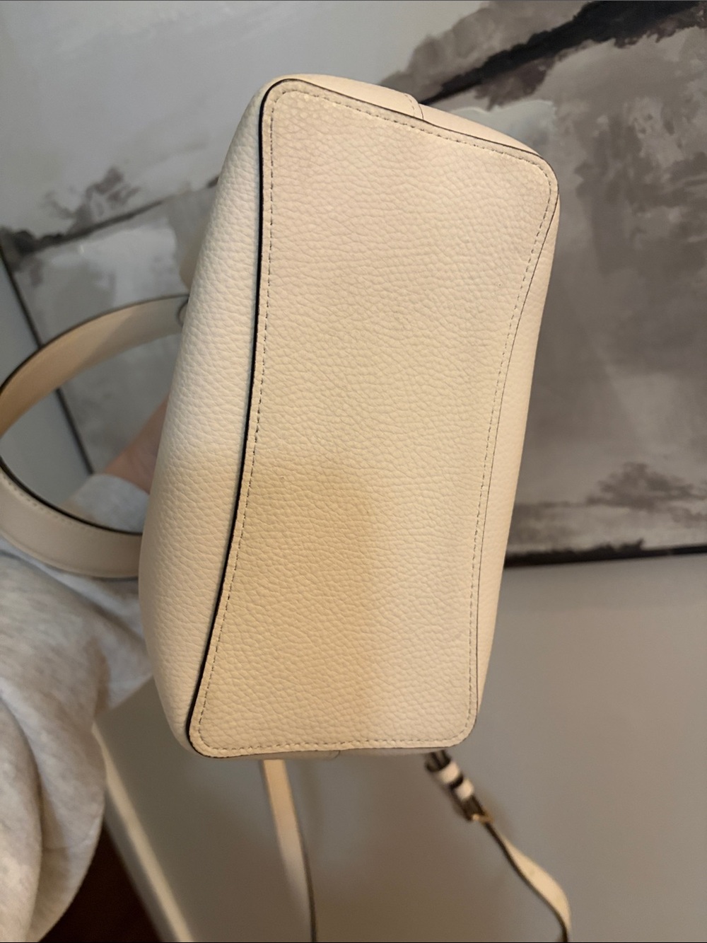 Coach Pebbled Leather Shoulder Bag in Cream - Picture 4 of 5